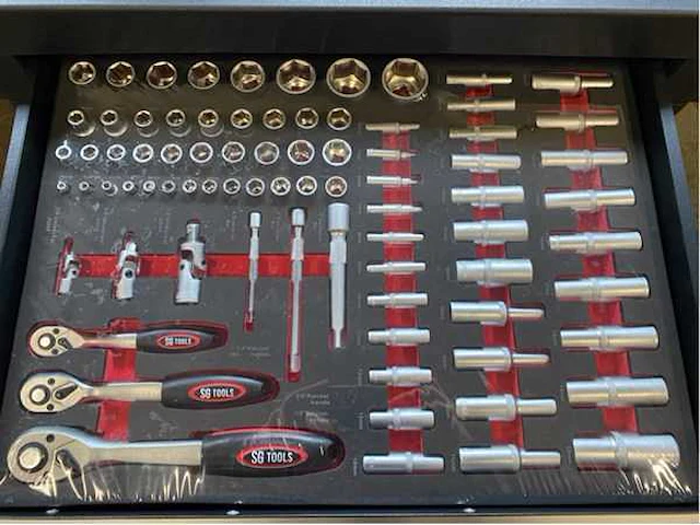 2024 sg tools xl model red gereedschap wagen gevuld - afbeelding 6 van  11