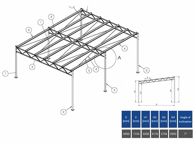 2024 staalconstructie (7 x 8mtr) - afbeelding 1 van  2