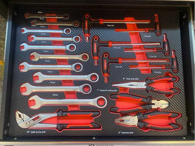 2024 stahltech 3-drawer 129 pcs gereedschapskist gevuld - afbeelding 6 van  8