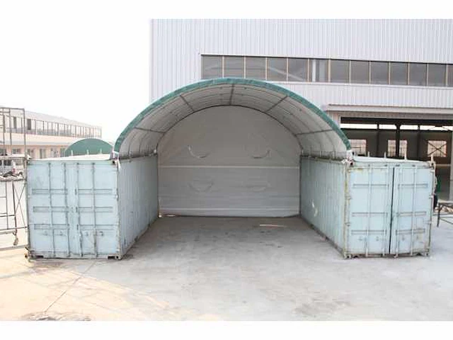 2024 stahlworks 20ft 6x6 meter met eind zeil shelter overkapping / tent tussen 2 containers - afbeelding 1 van  4