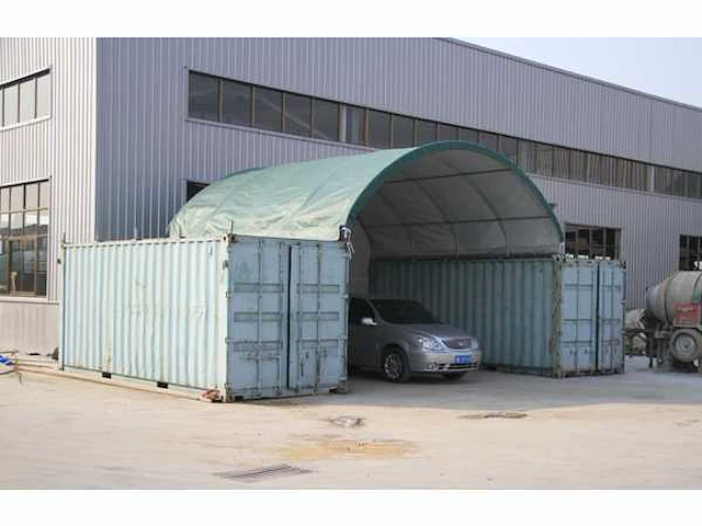 2024 stahlworks 20ft 6x6 meter met eind zeil shelter overkapping / tent tussen 2 containers - afbeelding 3 van  4