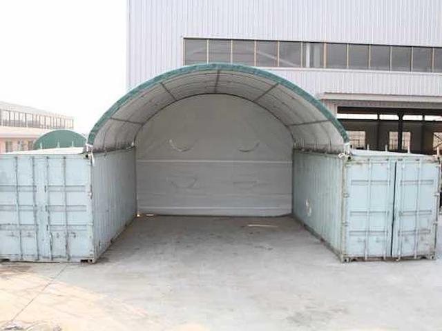 2024 stahlworks 20ft 6x6 meter met eind zeil shelter overkapping / tent tussen 2 containers - afbeelding 1 van  6
