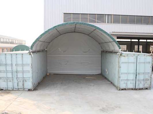 2024 stahlworks 20ft 6x6 meter met eind zeil shelter overkapping / tent tussen 2 containers - afbeelding 1 van  6