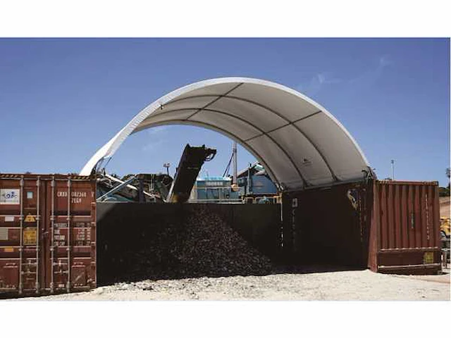 2024 stahlworks 20ft 6x6 meter shelter overkapping / tent tussen 2 containers - afbeelding 1 van  2