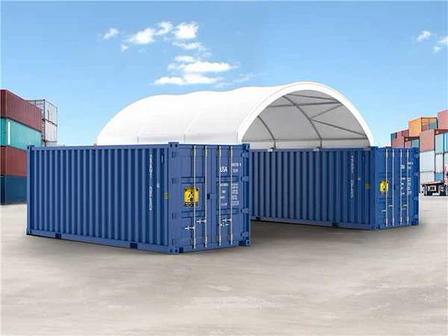 2024 stahlworks 20ft 6x6 meter shelter overkapping / tent tussen 2 containers - afbeelding 3 van  4