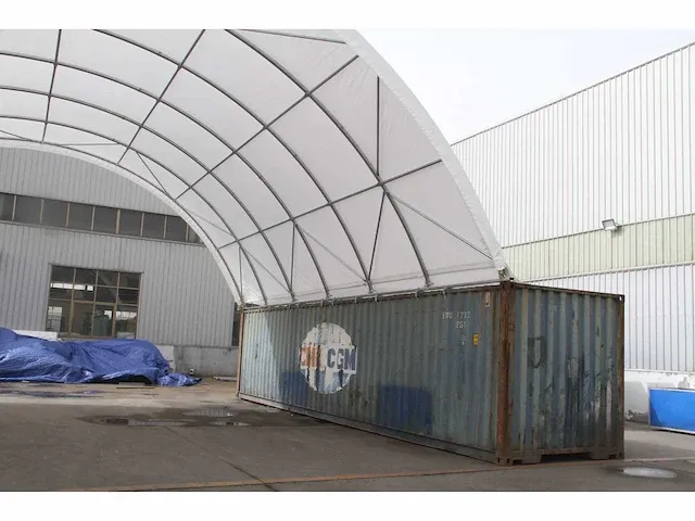2024 stahlworks 40ft 12x12x4 meter shelter overkapping / tent tussen 2 containers - afbeelding 3 van  5