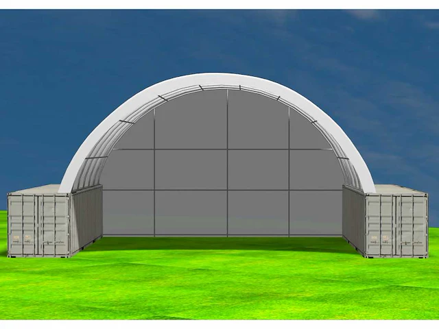 2024 stahlworks 40ft 12x12x4,5 meter met eind zeil shelter overkapping / tent tussen 2 containers - afbeelding 1 van  3