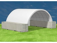 2024 stahlworks 40ft 12x12x4,5 meter met eind zeil shelter overkapping / tent tussen 2 containers - afbeelding 2 van  3