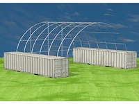 2024 stahlworks 40ft 12x12x4,5 meter met eind zeil shelter overkapping / tent tussen 2 containers - afbeelding 3 van  3