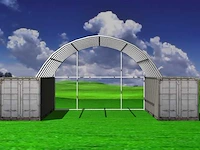 2024 stahlworks 40ft 12x6 meter met eind zeil shelter overkapping / tent tussen 2 containers - afbeelding 3 van  5
