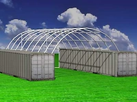 2024 stahlworks 40ft 12x6 meter met eind zeil shelter overkapping / tent tussen 2 containers - afbeelding 5 van  5