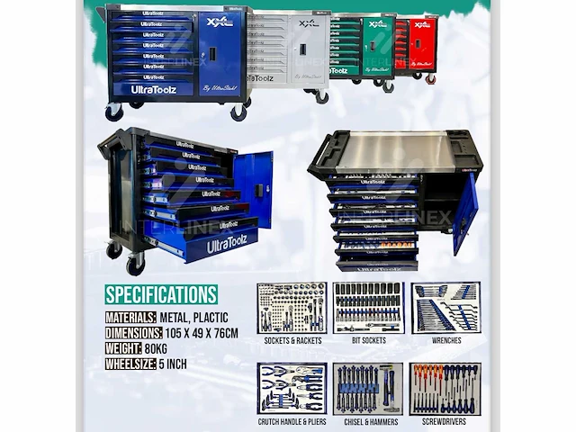 2024 ultratoolz 7/6 jumbo green gereedschapswagen - afbeelding 14 van  14