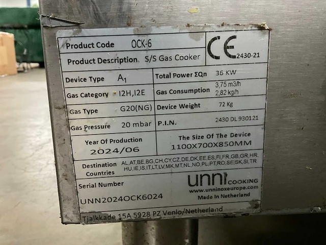 2024 unninox ock-6 fornuis - afbeelding 4 van  4