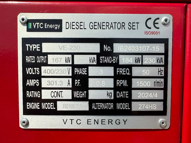 2024 vtc energy ve-230 noodstroomaggregaat - afbeelding 8 van  17