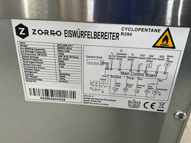 2024 zorro zeb50 eco ijsblokjesmachine - afbeelding 8 van  8