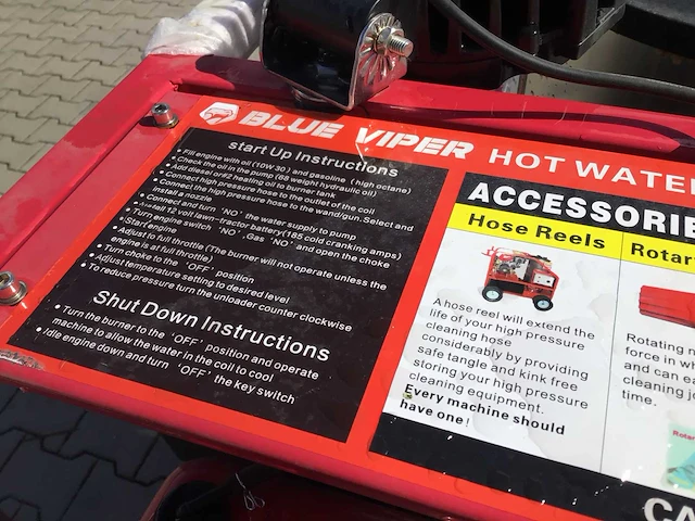 2025 - blue viper - industrial hot water 276 bar - hogedrukreiniger met tank - afbeelding 18 van  37