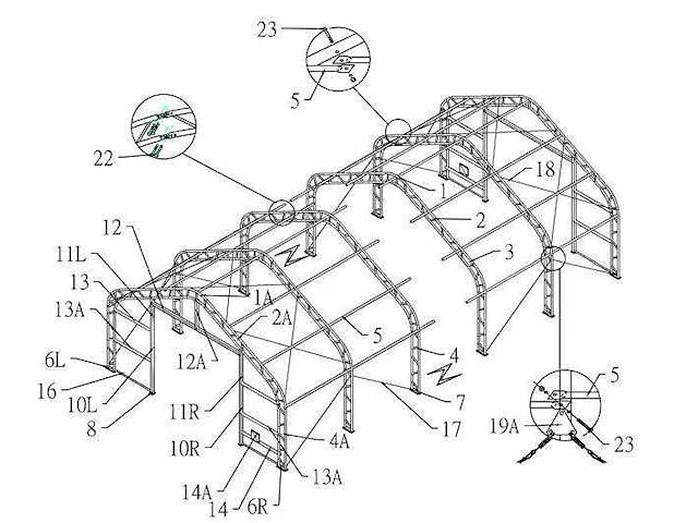 2025 - easy-going - (15,25x10,0x5,20 meter) - garage / tent / opslag shelter 335017dp. - afbeelding 4 van  9