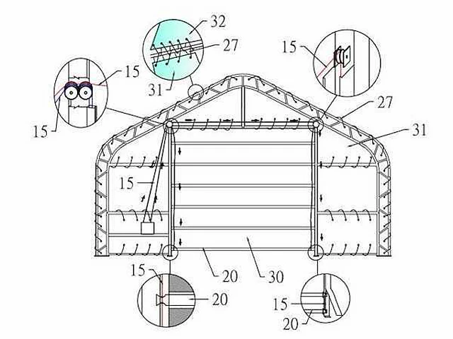 2025 - easy-going - (15,25x10,0x5,20 meter) - garage / tent / opslag shelter 335017dp. - afbeelding 5 van  9