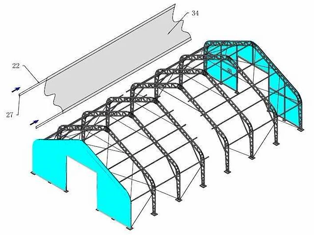 2025 - easy-going - (18,30x12,20x6,40 meter) - army green / garage / tent / opslag shelter 406021dp - afbeelding 2 van  14