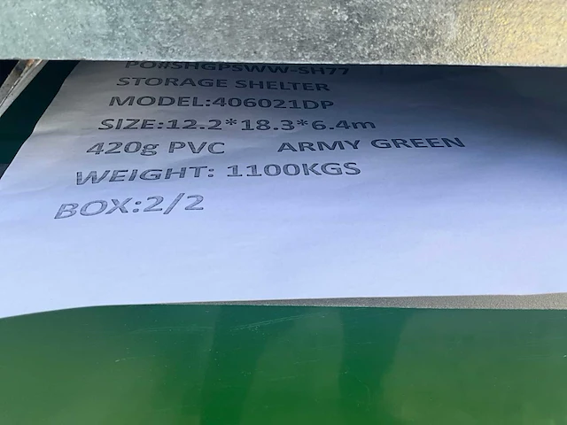 2025 - easy-going - (18,30x12,20x6,40 meter) - army green / garage / tent / opslag shelter 406021dp - afbeelding 3 van  14