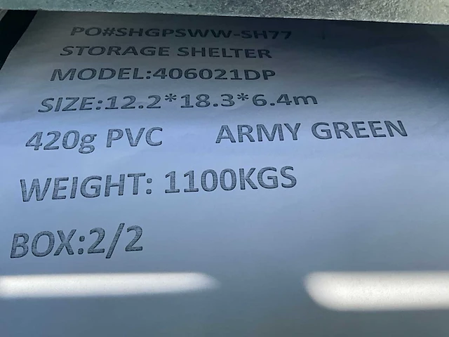 2025 - easy-going - (18,30x12,20x6,40 meter) - army green / garage / tent / opslag shelter 406021dp - afbeelding 4 van  14