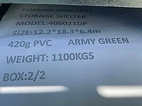 2025 - easy-going - (18,30x12,20x6,40 meter) - army green / garage / tent / opslag shelter 406021dp - afbeelding 4 van  14