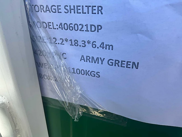 2025 - easy-going - (18,30x12,20x6,40 meter) - army green / garage / tent / opslag shelter 406021dp - afbeelding 6 van  14
