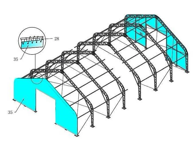 2025 - easy-going - (18,30x12,20x6,40 meter) - army green / garage / tent / opslag shelter 406021dp - afbeelding 7 van  14