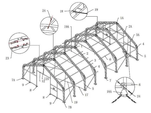 2025 - easy-going - (18,30x12,20x6,40 meter) - army green / garage / tent / opslag shelter 406021dp - afbeelding 8 van  14