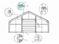 2025 - easy-going - (18,30x12,20x6,40 meter) - army green / garage / tent / opslag shelter 406021dp - afbeelding 13 van  14