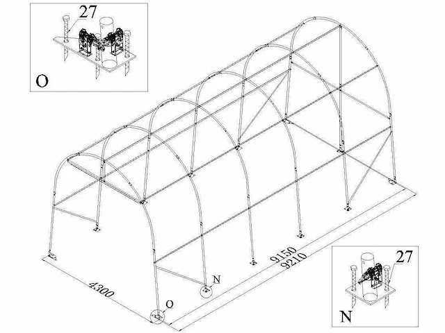 2025 - easy-going - (9,20x4,30x4,30 meter) - garage tent / opslag shelter 143014r - afbeelding 11 van  15
