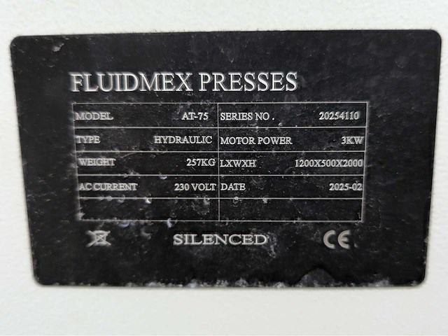 2025 - fluidmex presses - at-75 - hydraulische pers - afbeelding 13 van  13