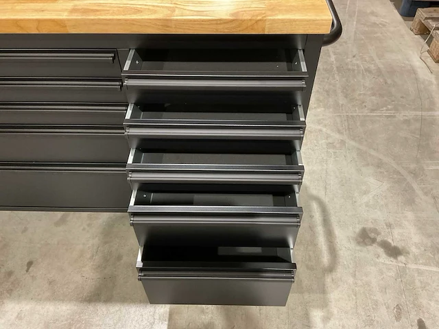 2025 72” 15 laden htc7215pc-1 zwart/hout gereedschapswagen - afbeelding 4 van  16