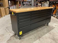 2025 72” 15 laden htc7215pc-1 zwart/hout gereedschapswagen - afbeelding 1 van  16