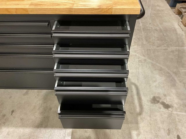 2025 72” 15 laden htc7215pc-1 zwart/hout gereedschapswagen - afbeelding 12 van  16