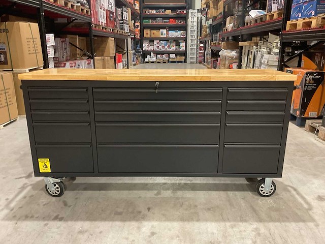 2025 72” 15 laden htc7215pc-1 zwart/hout gereedschapswagen - afbeelding 8 van  16