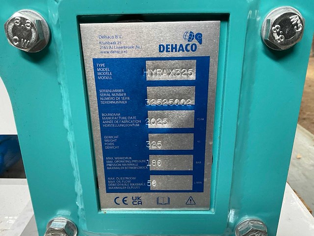 2025 dehaco hydrax 325 hydraulisch trilblok met rotator - afbeelding 10 van  12