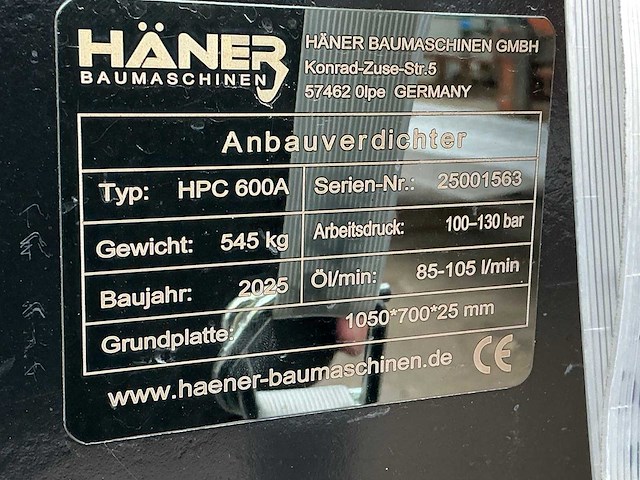 2025 haner hpc600a hydraulische compactor - afbeelding 9 van  9