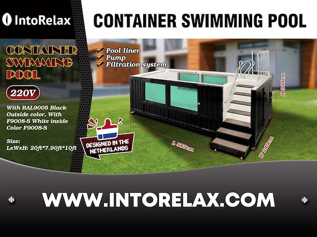 2025 intorelax spa zwart/wit 580x240x180 cm zwembad - afbeelding 8 van  15