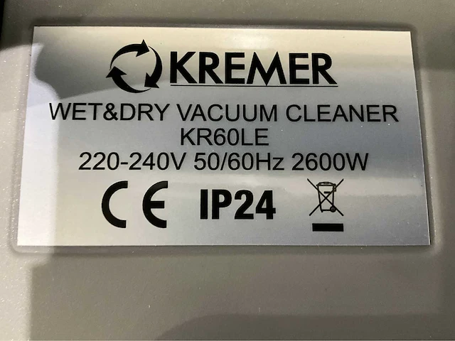 2025 kremer kr60l-3 grijs industriële stofzuiger nat/droog - afbeelding 12 van  12