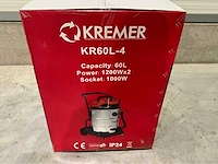 2025 kremer kr60l-3 rood industriële stofzuiger nat/droog - afbeelding 4 van  12