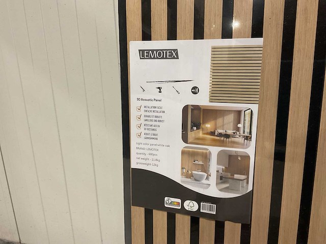 2025 lemotex lm-60270l white oak 32 dozen 2 panelen per doos akoestische wanddecoratie (64x) - afbeelding 8 van  8