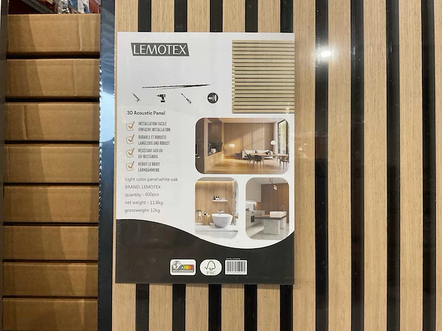 2025 lemotex lm-60270l white oak 8 dozen 2 panelen per doos akoestische wanddecoratie (16x) - afbeelding 5 van  7