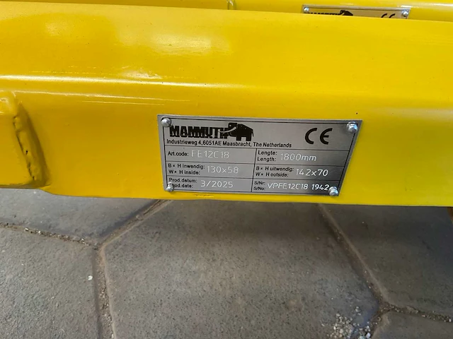 2025 mammuth fe12c18 heftruck verlenglepel set - afbeelding 4 van  4