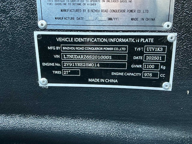2025 massimo 1000 cc 4x4 utv warrior - afbeelding 58 van  61