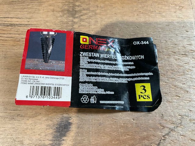2025 onex german style ox-344 conische boorset - afbeelding 1 van  4