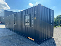 2025 rhino-cross-containers 1 deur en 3 ramen zwart 40ft hq/12 m - containerwoning / container office unit - afbeelding 1 van  35