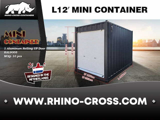 2025 rhino-cross-containers 12ft met roldeur zeecontainer - afbeelding 7 van  7