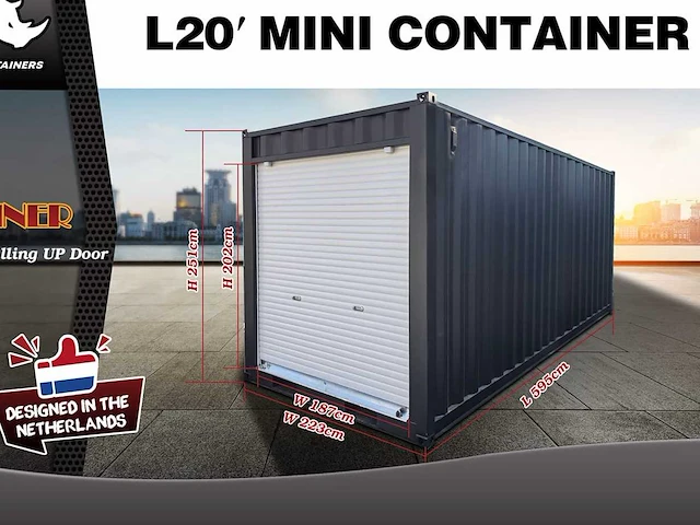 2025 rhino-cross-containers 20ft met roldeur zeecontainer - afbeelding 1 van  1