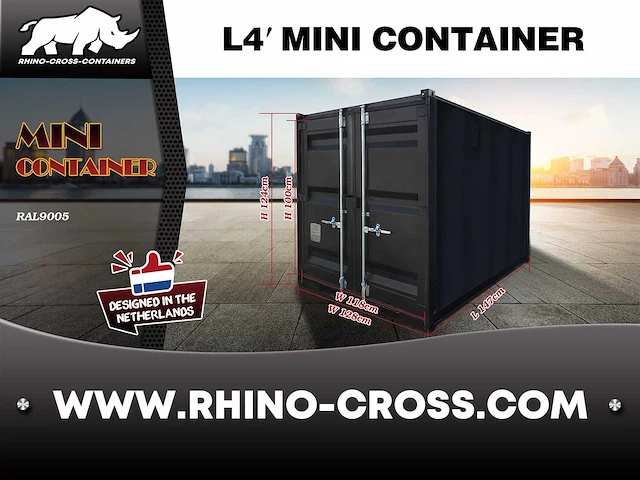 2025 rhino-cross-containers 4ft zwart zeecontainer 2025 - afbeelding 6 van  7